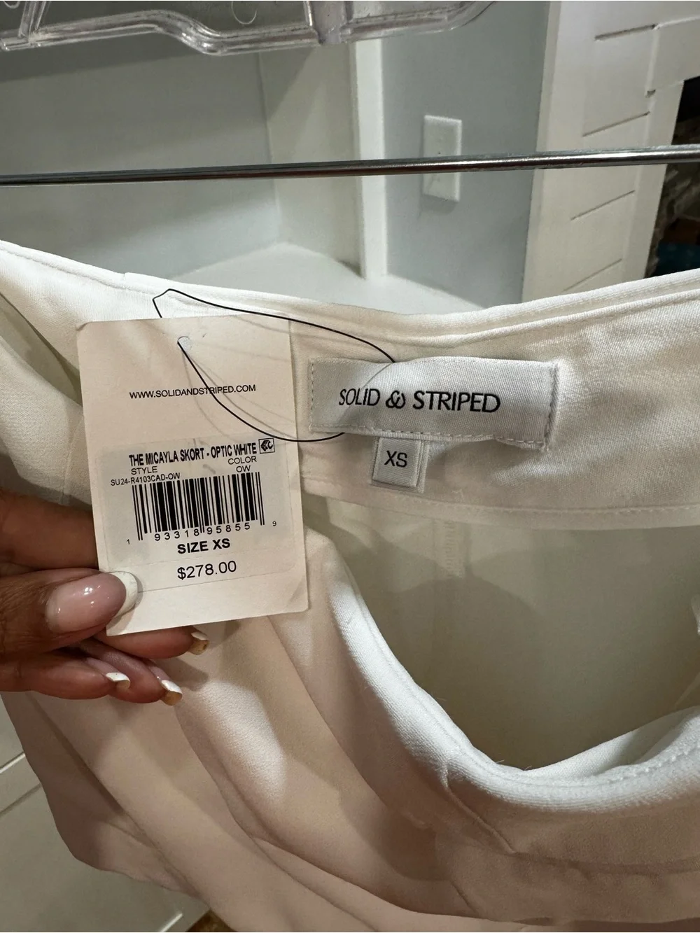 SOLID & STRIPED Optic White Mini Skirt with Flap Pocket Accents - Picture 4 of 5